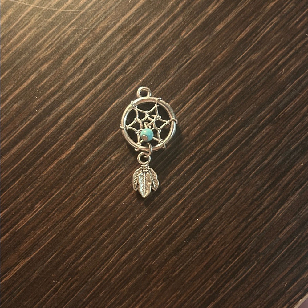 Silver Dreamcatcher Pendant with Turquoise Accent
